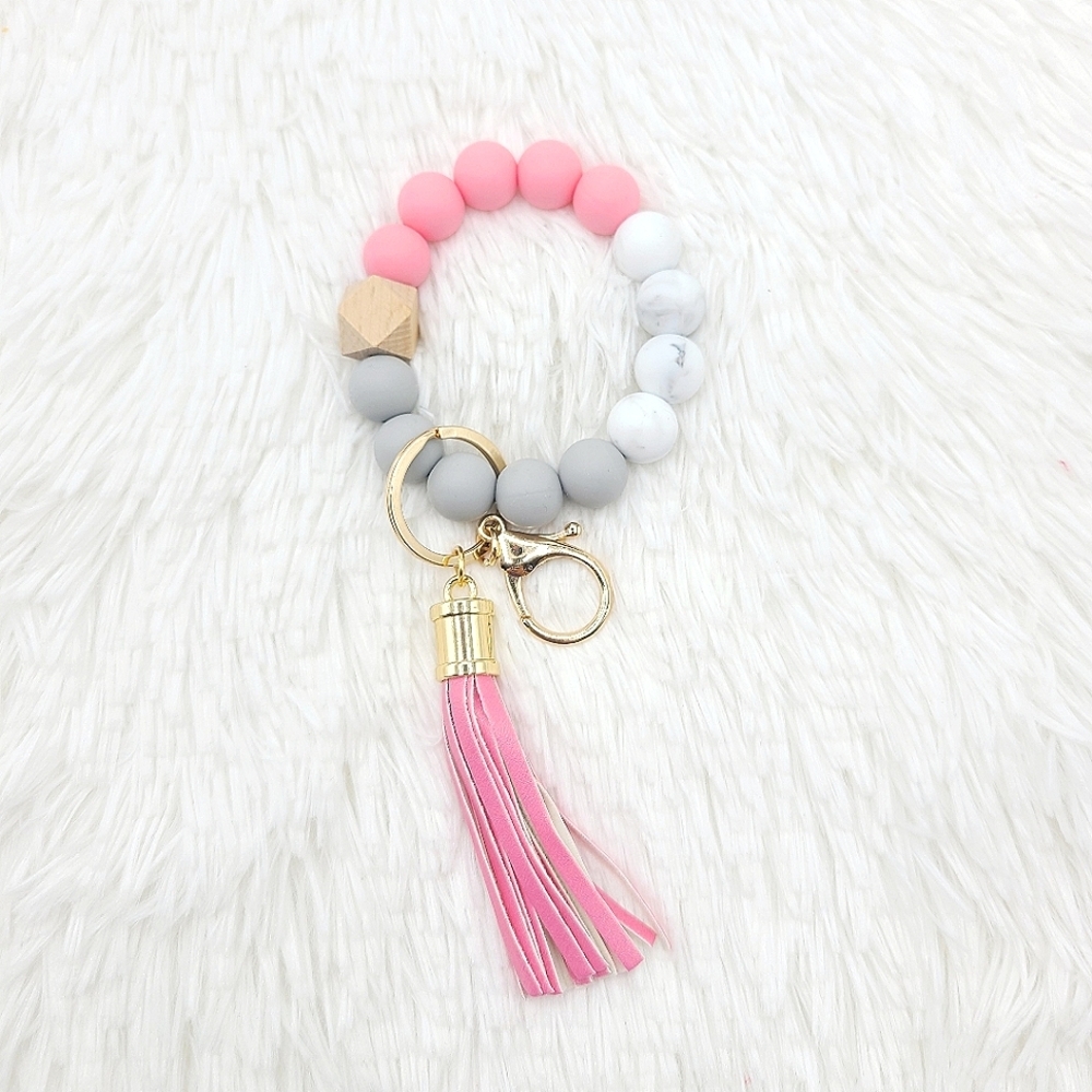 Silicone Beaded Bracelet Keychain - Picture 2 of 4